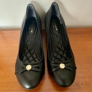 Cole Haan Black Flats with Bow Accent